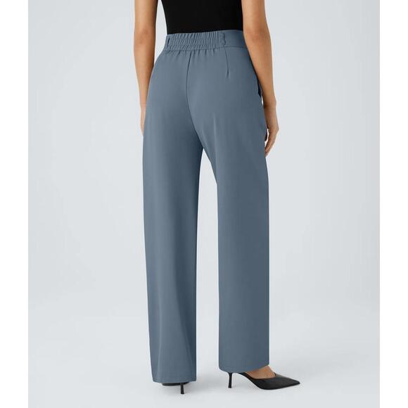NWT Halara Flex™ High Waisted Shirred Straight Leg Work Blue Pants Size XL Tall - Picture 2 of 7